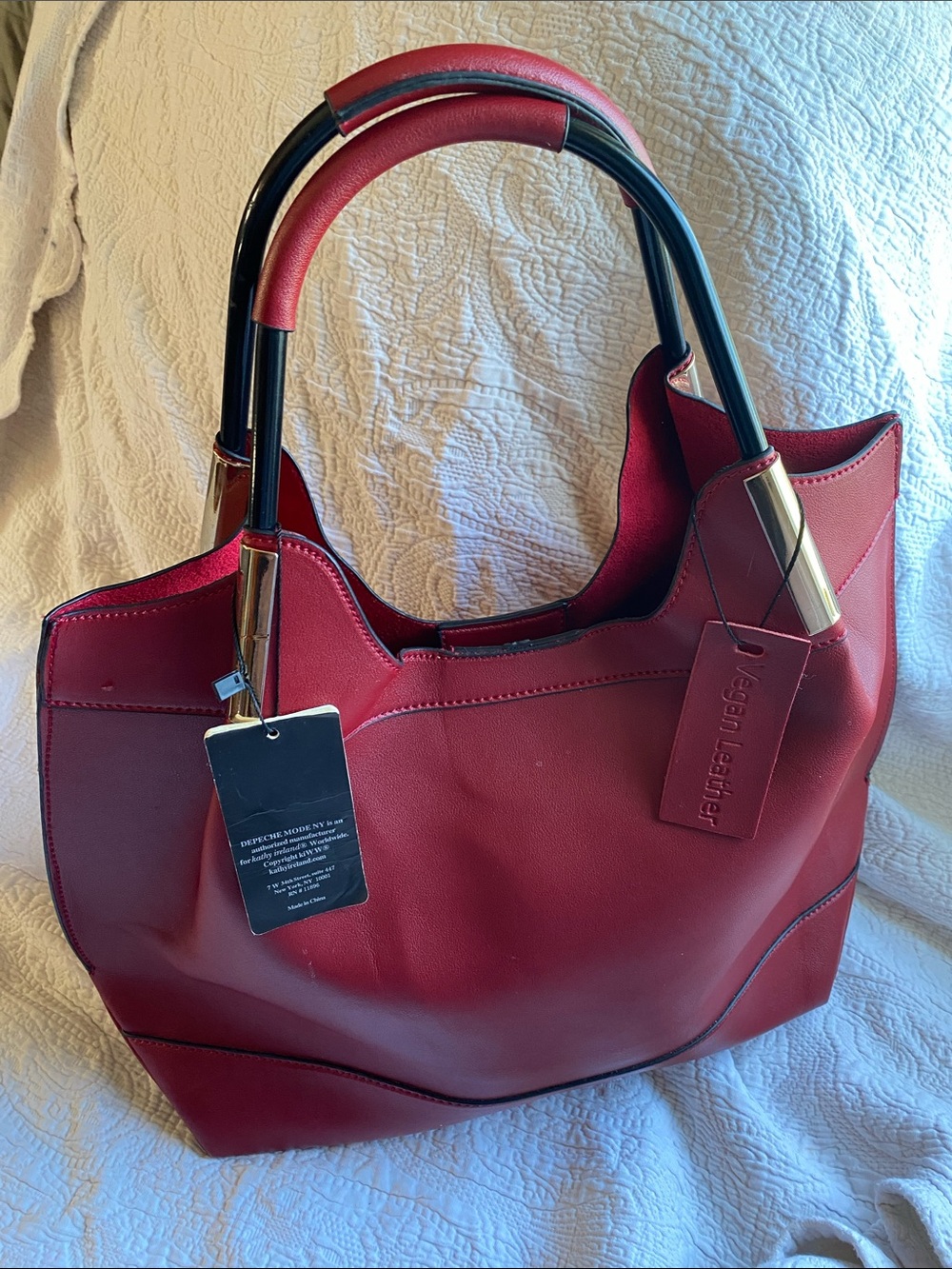 Kathy Ireland Red Shoulder Red Vegan Leather handbag Bag